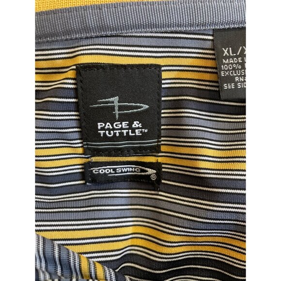 Page & Tuttle Mens Size XL Golden Yellow & Black Striped Short Sleeve Polo Shirt - Picture 5 of 7
